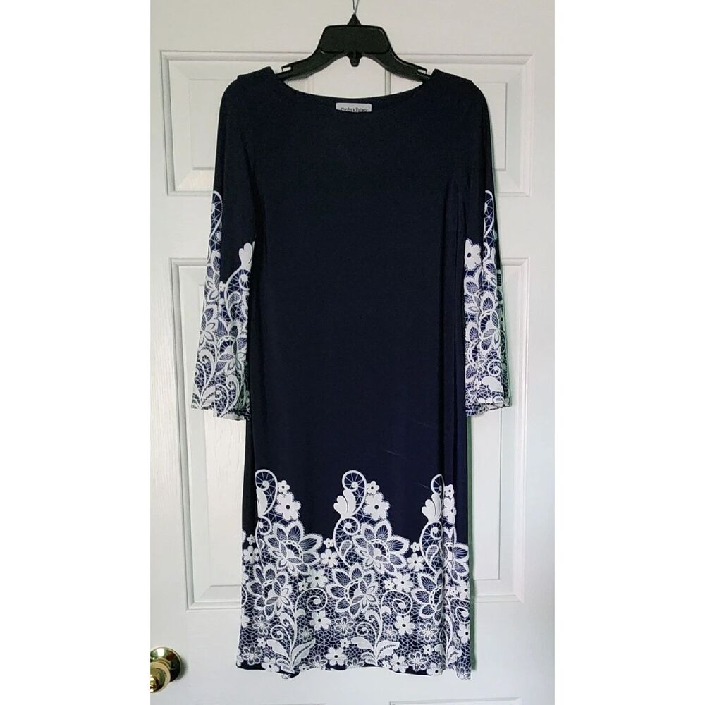 Shelby & Palmer Bell Sleeve Floral Lace Print Dress Small